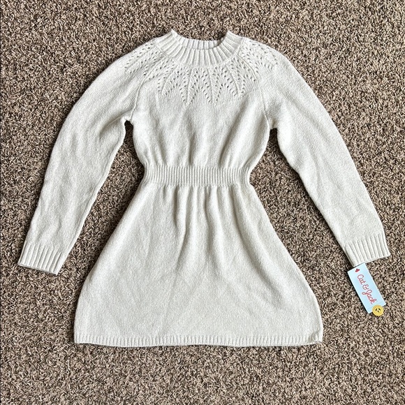 Cat & Jack Cream Knit Sweater Dress Girls XS 4/5 - Picture 1 of 6